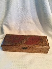 Vintage FLEMISH CARVED ETCHED WOOD BOX 11.75” x 4.33” picture