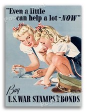 1940s “Buy U.S. War Stamps” WWII Historic Propaganda War Poster - 18x24 picture