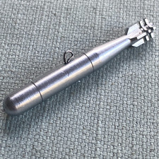 WWII Trench Art Missile Torpedo Polished Chrome Charm Pendent Military Necklace picture