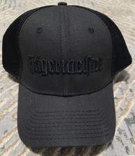 Jagermeister Hat Cap Fitted M-L Triple Black- Embroidered Logo-Wool Cotton Blend picture