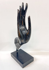 Vintage Thai patinated bronze Buddha hand fragment Abhaya Mudra picture