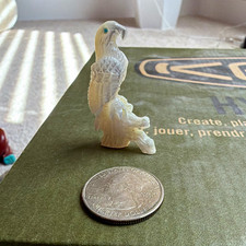 White Carved Stone Eagle Native American Zuni fetish alabaster turquoise picture