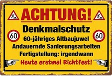 German Funny Historic Building Construction Tin Metal Signs Home Décor 8x12 picture