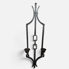Vintage~Hand-Forged~Wrougt Iron~Double Candle Holder~ Metalware~Candle Sconce picture