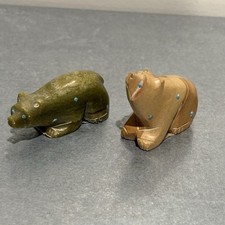 David Chavez Signed Artist Zuni Fetish Bears Lot Of 2 vintage Serpentine Jasper picture