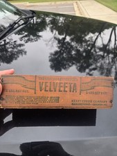 Vintage Kraft VELVEETA Cheese Advertising 2 lb Size Wood Box Chicago Illinois picture