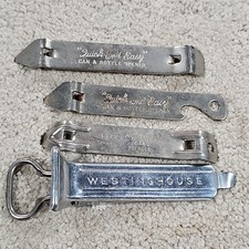 Vintage Quick And Easy Metal Can Opener Bottle Opener Church Key Bar Tool picture
