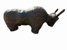 Vintage Mid Century Modern WITCO Funtouchable Bull RARE Redwood Carved picture