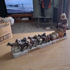 Potters Eskimo Dog Sled Decanter With Huskie Dog Large Two Pieces Vintage Eskimo picture