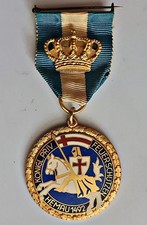 VINTAGE GERMANY GOLD ENAMEL MEDAL FEUERSCHUTZEN HEMAU 1492 BAVARIA RIFLE CLUB picture