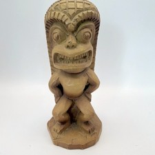 Hawaii Museum Replica Tiki Style Ceramic Figural Statue Anthropomorphic Face Tan picture