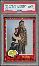 2022 Topps Star Wars Sapphire Han Solo & Chewbacca Red /5 Refractor PSA 10 Gem picture