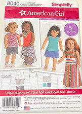 Simplicity 8040 Sewing Pattern American Girl Doll Clothes 17 Pieces 4 Outfits picture
