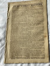 STONINGTON CT & BRITISH ATROCITIES 1814 NEWS NILES WEEKLY ORIGINAL AND COMPLETE picture