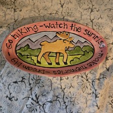 Artzfolk Handmade Pottery Moose Outdoors Platter picture