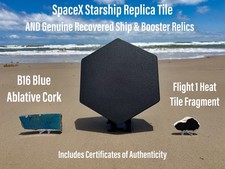 Space X Starship Replica Tile AND Genuine Recovered Ship & Booster Relics Set picture