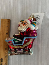 christopher radko christmas ornaments-santa in sleigh with tags picture