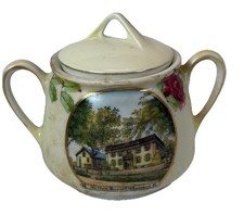 Kennebunk MAINE ME Antique Souvenir MANSION Trinket Three Crown China Sugar Bowl picture