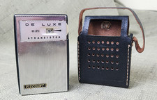 Vtg De Luxe HIFI 6 Transistor Viscount w/Leather Case, Retro Radio/Transmitter picture