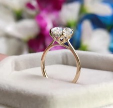 Vintage Tulip Setting Hidden Halo Oval Moissanite Engagement Ring picture