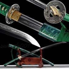 Lucky Green Japanese Sword T10 Steel Clay Tempering Real Hamon Unokubitsukuri picture