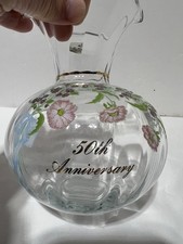 Fenton Clear Hand Painted Vase, 50th Anniversary Edition picture