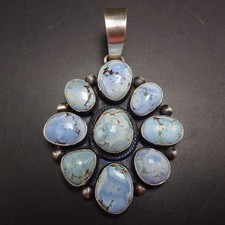 Bobby Johnson NAVAJO Sterling Silver GOLDEN HILLS TURQUOISE Cluster PENDANT picture