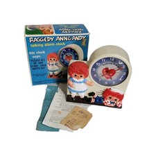Vintage Raggedy Ann And Andy Bedtime Alarm Clock w/ Box Inserts Very Rare picture