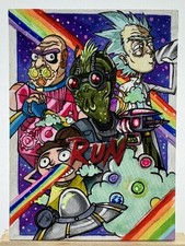 GGC Studio Rick and Morty Artist Hand Drawn Sketch Card 1/1 ACEO BLACK LIGHT Art picture