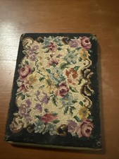 Vintage 1940s Floral Petit Point Cigarette Case Card Holder needlepoint  picture