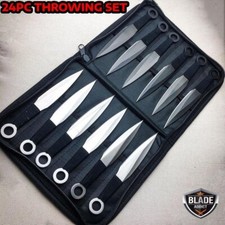 24PC Ninja Tactical Combat Naruto Kunai Fixed Blade Throwing Knife Knives Set picture