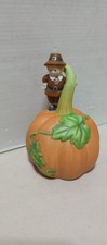 Vintage Avon Thanksgiving Fall Pilgrim Pumpkin Porcelain Bell 1990 Collectible picture