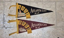 Pair of  Vintage Circa 1950s Atlantic City NJ  17.5 Inch Felt Pennants picture