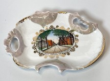 KINGSTON NEW YORK NY Antique WALL STREET Souvenir PAINTED TRINKET DISH ASHTRAY picture