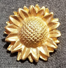 LMH PINBACK Brooch Pin SUNFLOWER Double Petals Helianthus Gold Goldtone 15/16