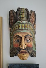 Vintage Guerrero Mexican Face Mask – Sage, Wisdom Carved Folk Art 11” H X 6.5