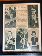 Vintage 1933 Framed Newspaper Clipping Jean Harlow Golf Art Print picture