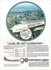 1984 NORTHWEST ORIENT BOEING 747 over BOSTON BOS ad airlines advert airways picture