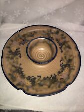 Clouds Folsom Pottery Ruffled Floral Chip & Dip Tray Signed 11 in Signed picture