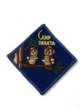 Vintage Boy Scouts Camp Iwakta Patch Owl Design Blue Border Blue Diamond picture