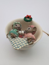 Vintage 1988 Enesco Two For Tea Christmas Ornament #2 Tea Cup Series Mice  picture