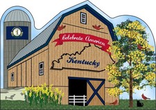 Cat’s Meow Village Kentucky State Barn R1165 Cardinal Goldenrod Tulip Tree picture