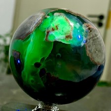 291G Natural blue chalcedony Agate quartz Sphere glow under UV light picture