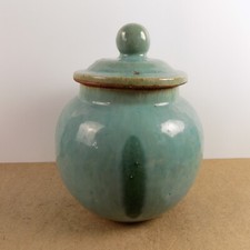 Vintage Chinese Celadon Stoneware Pottery Ginger Jar picture