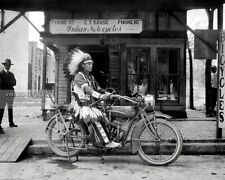 Native American Indian on Indian Motorcycle 1910 Vintage Photo Wall Art Print picture