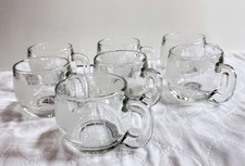 Vintage 1970s Nestlé Nescafé World Globe Frosted Glass Mugs Cups Set Of 7 picture