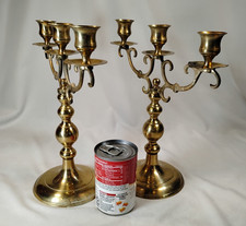 Vintage Brass 3 Arm Candlesticks Pair 12