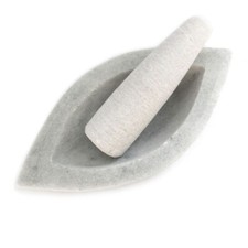 NEW White Marble Mortar and Pestle Boat Style 8