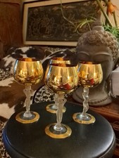 Art Deco Bayel Bacchante France  24 C Gold Crystal White Wine Glass Set Of 4. picture