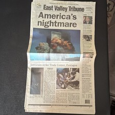 East Valley Tribune Newspaper 9/11 Terrorist Attacks Coverage September 12, 2001 picture